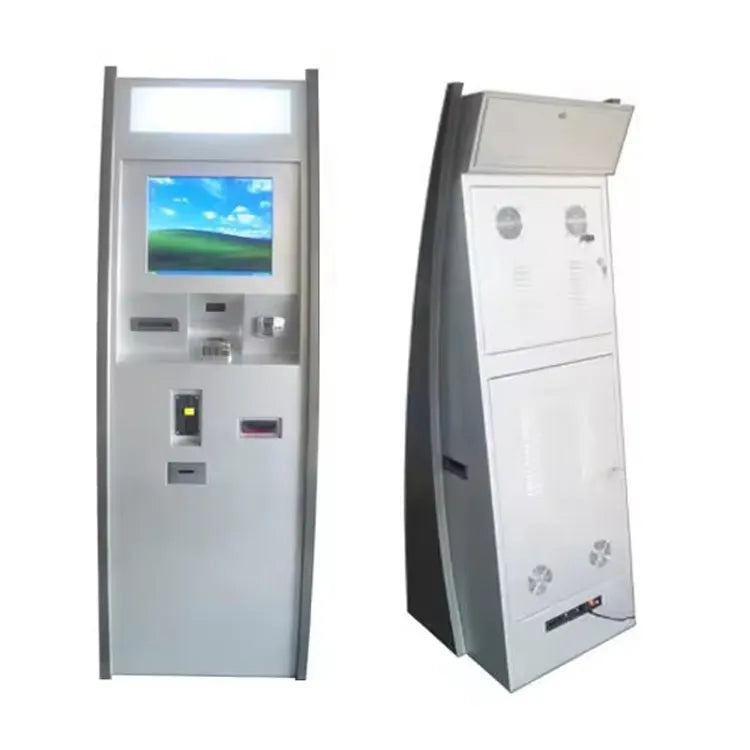 ATM Bill Cash Coins Acceptor Bank Floor Standing Payment with Card Reader Printer Pos